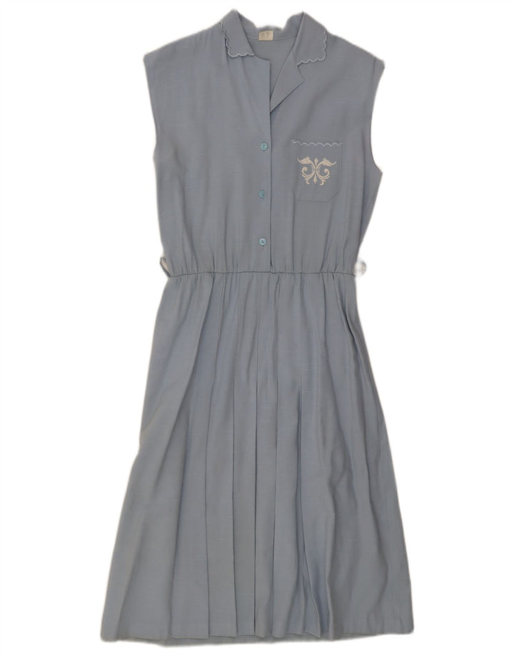 Abito vintage da donna senza maniche a trapezio IT 44 Viscosa blu medio