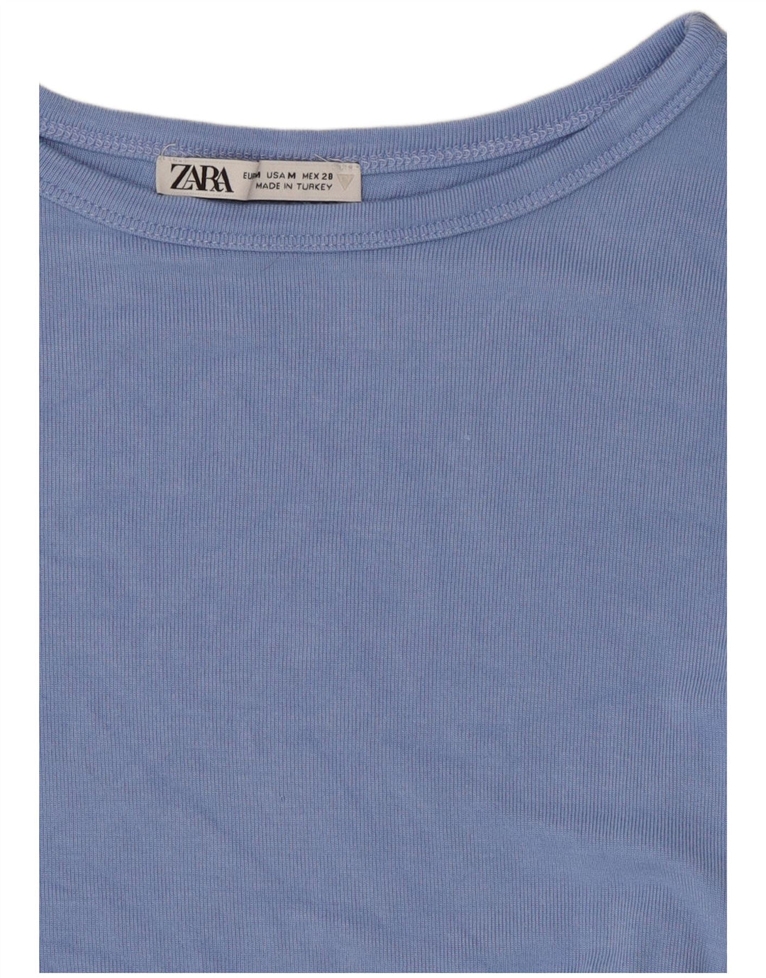 T-shirt corta da donna Zara UK 12 blu medio