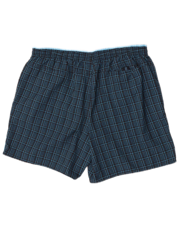 Pantaloncini da bagno da uomo Adidas Large Navy Blue Check Nylon Sports