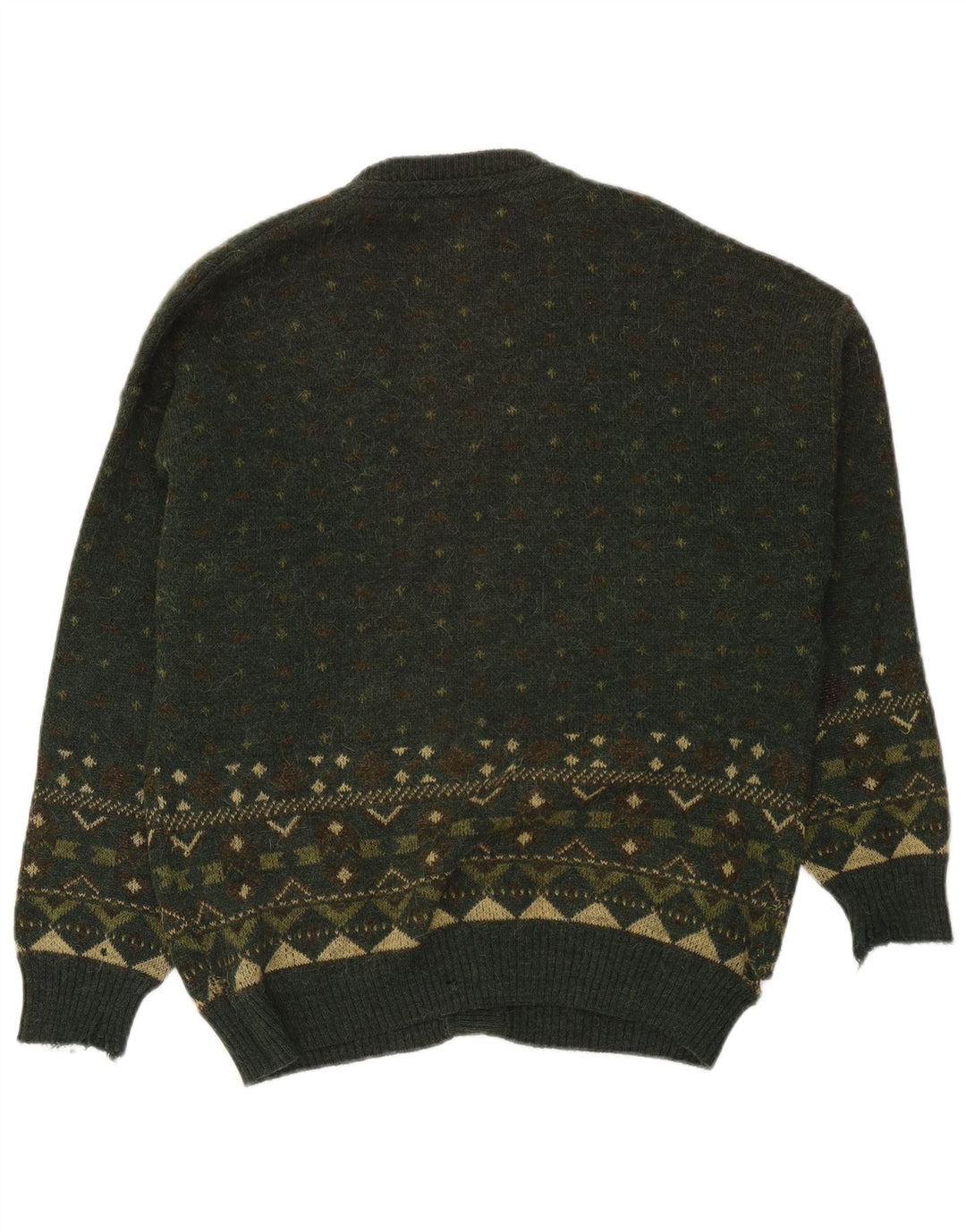 Maglione cardigan da uomo vintage grande Fair Isle verde