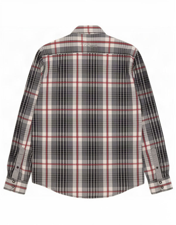 Desigual Camicia grafica da uomo in cotone a quadri grandi grigi