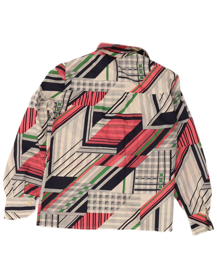Camicia da donna vintage UK 12 Patchwork multicolore medio