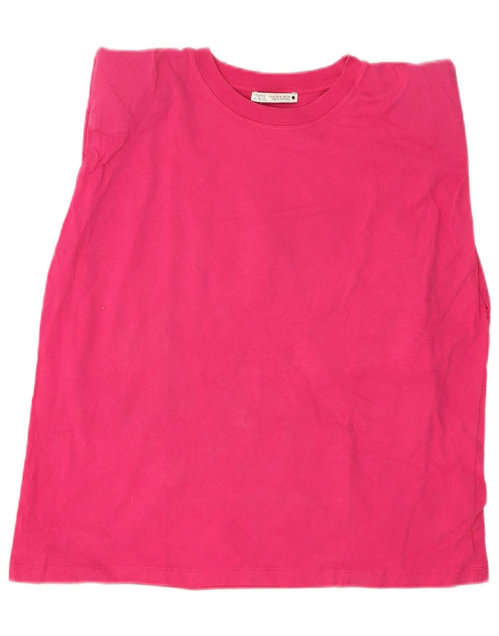 Canotta da donna Zara UK 14 cotone rosa medio