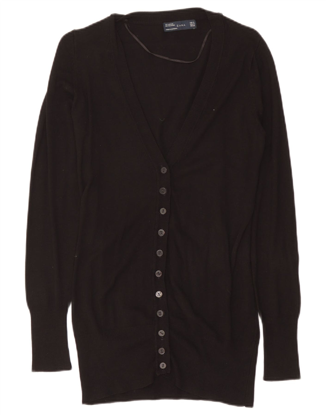 Maglione cardigan lungo da donna Zara UK 14 viscosa nera media