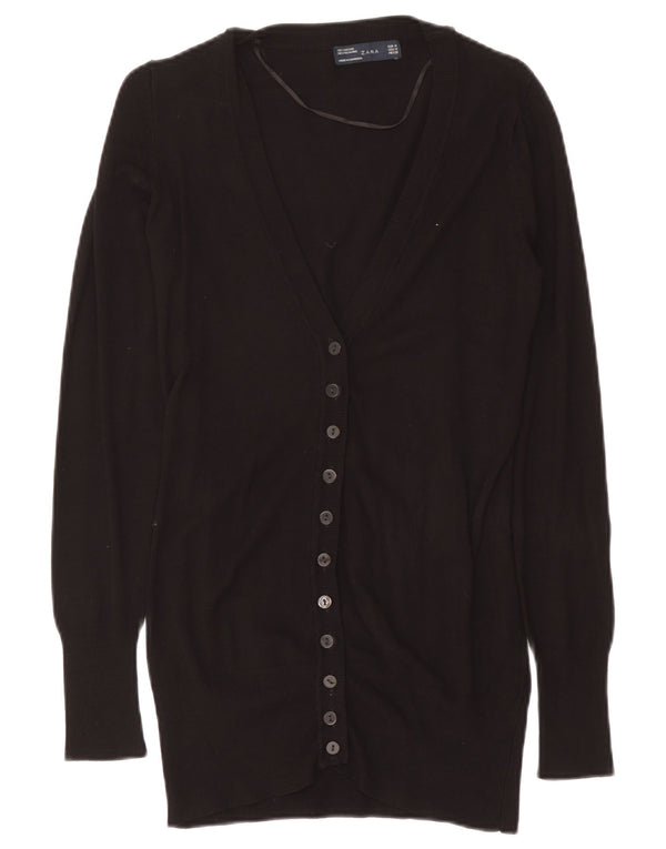 Maglione cardigan lungo da donna Zara UK 14 viscosa nera media