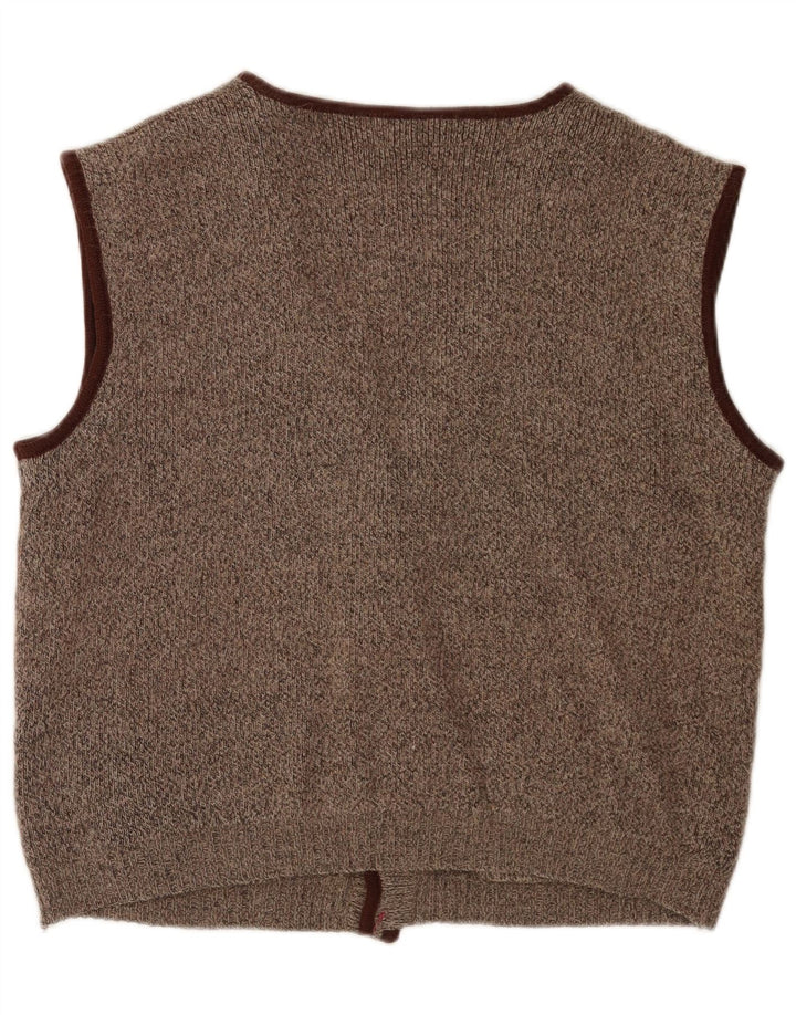 Gilet vintage da uomo in maglia IT 50 Marrone medio chiazzato classico