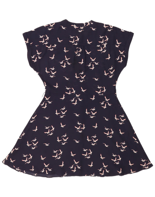 Abito a trapezio da donna Oasis UK 14 Medio blu navy con stampa animalier