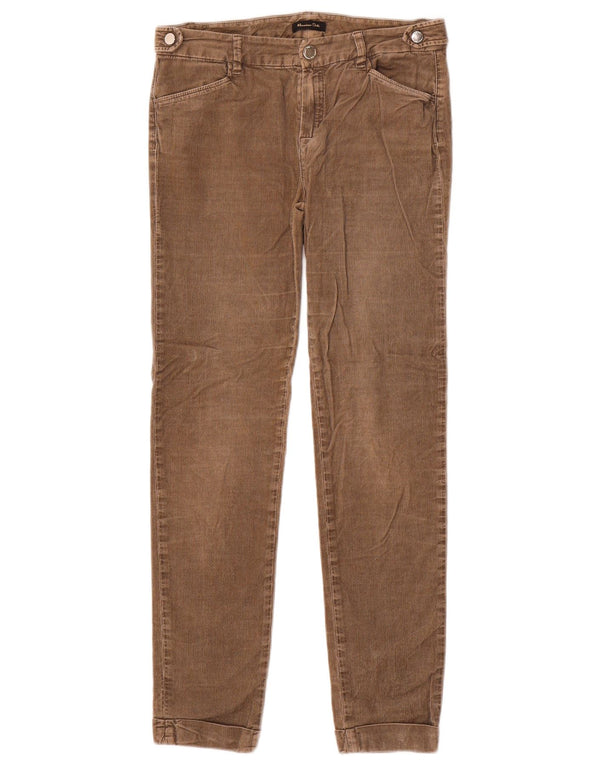 Pantaloni da donna in velluto a coste Massimo Dutti EU 36 XS W26 L28 Marrone a spina di pesce