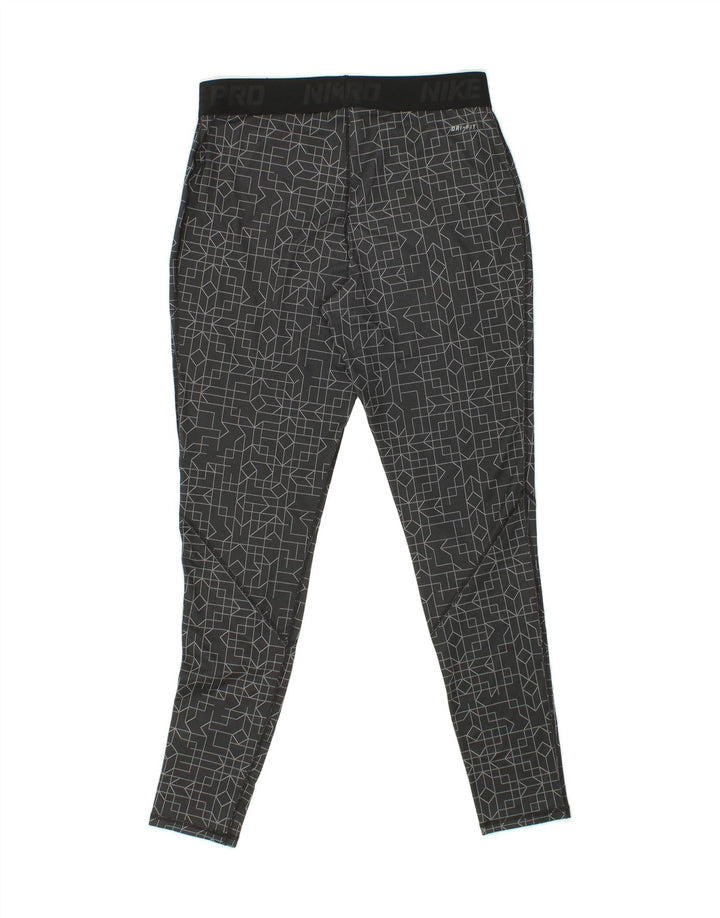 NIKI Womens Dri Fit Leggings UK 14 Large Grey Geometric Polyester Vintage Niki and Second-Hand Niki from Messina Hembry 