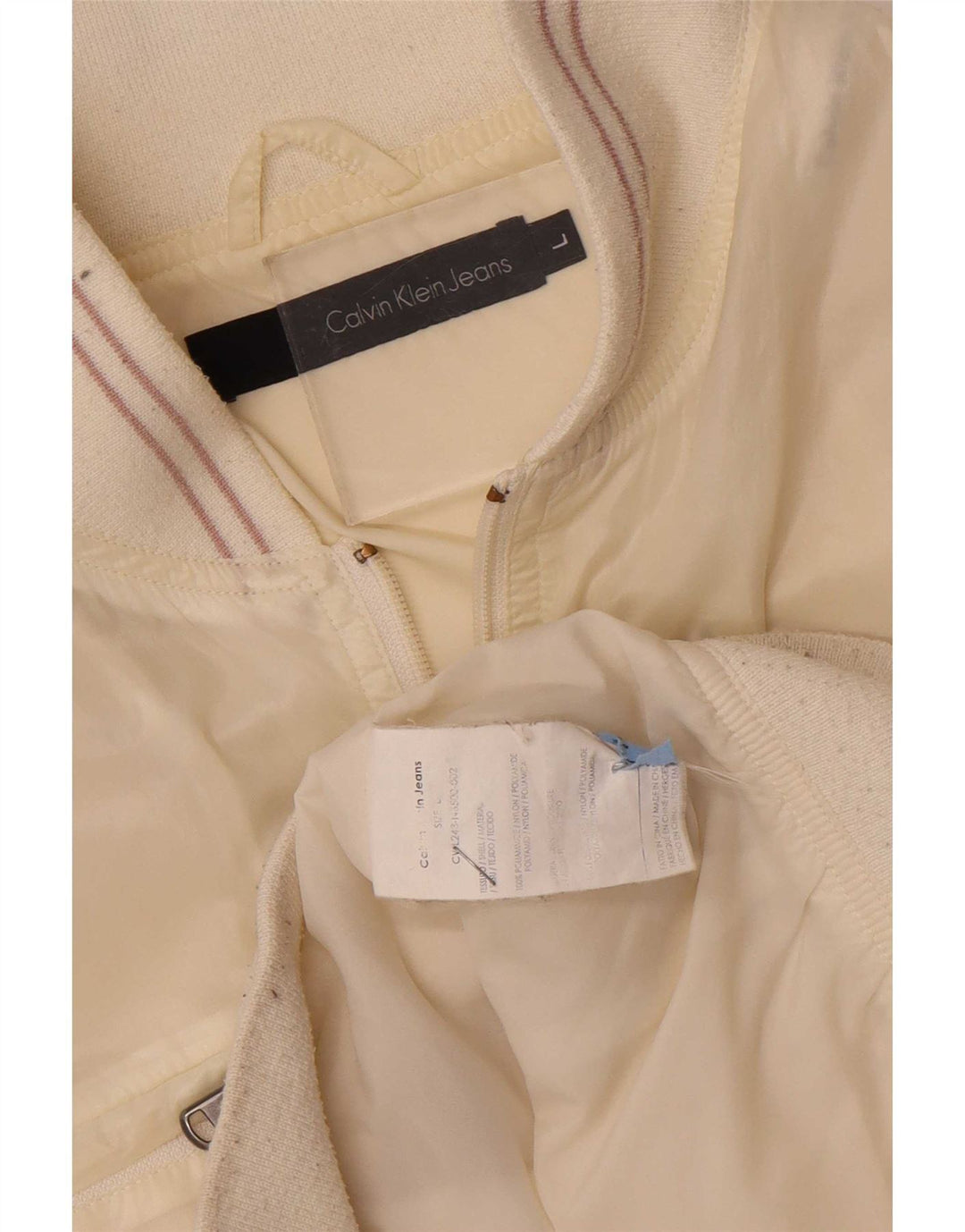 Giubbotto bomber da donna Calvin Klein Jeans UK 16 Large in poliammide bianco sporco