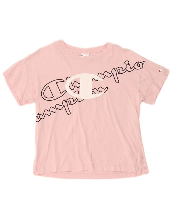 T-shirt grafica da donna Champion Top UK 14 grande cotone rosa