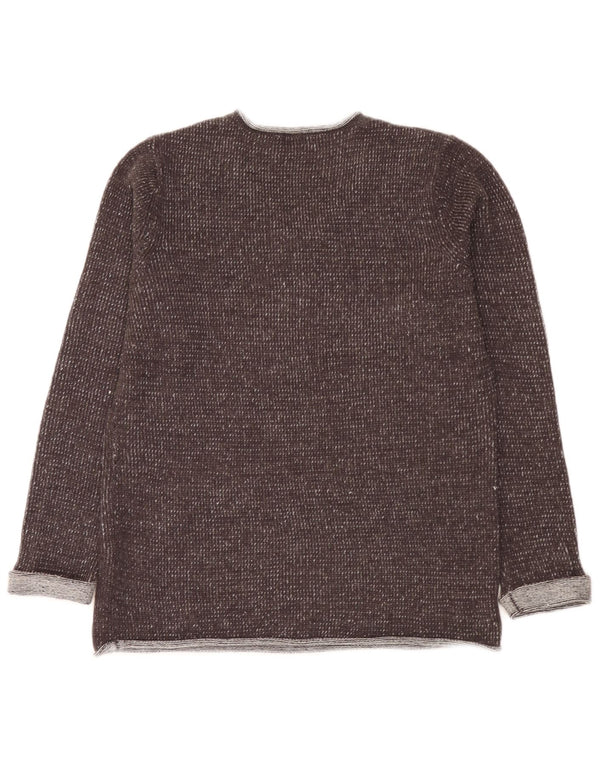 Maglione maglione vintage da donna con scollo a V UK 16 Poliacrilico grande chiazzato grigio