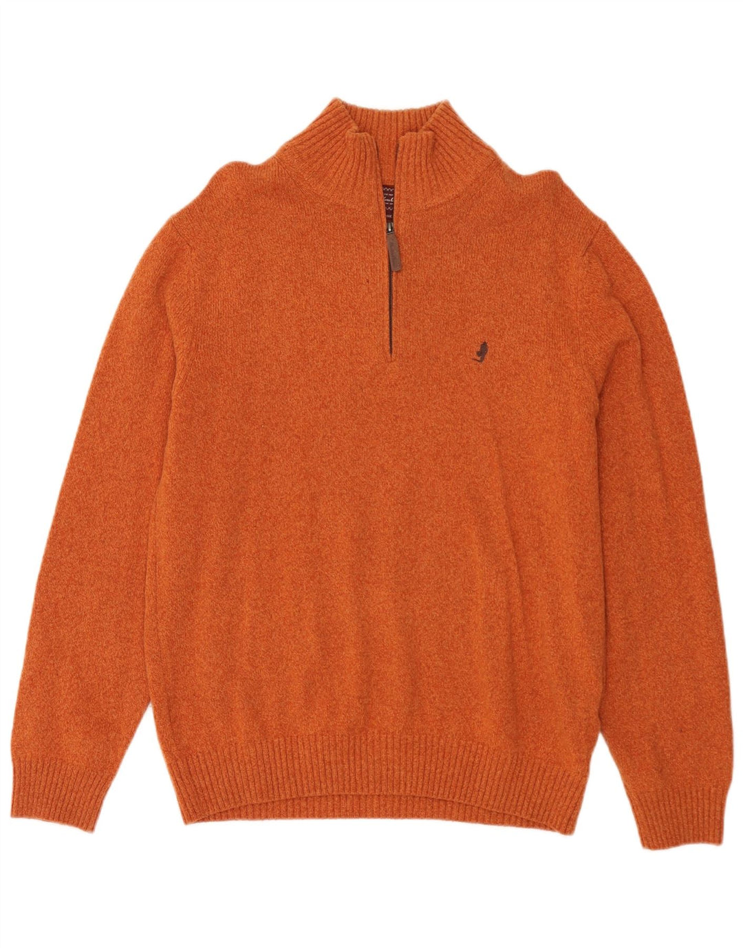 Marlboro Classics Maglione da uomo con zip e collo grande in lana arancione