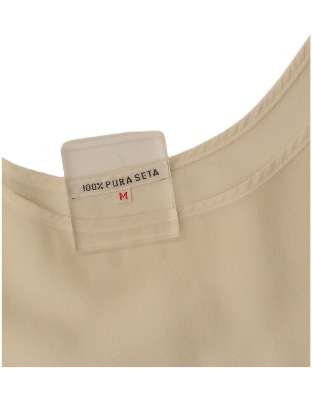 Canotta corta da donna vintage UK 14 Seta beige medio