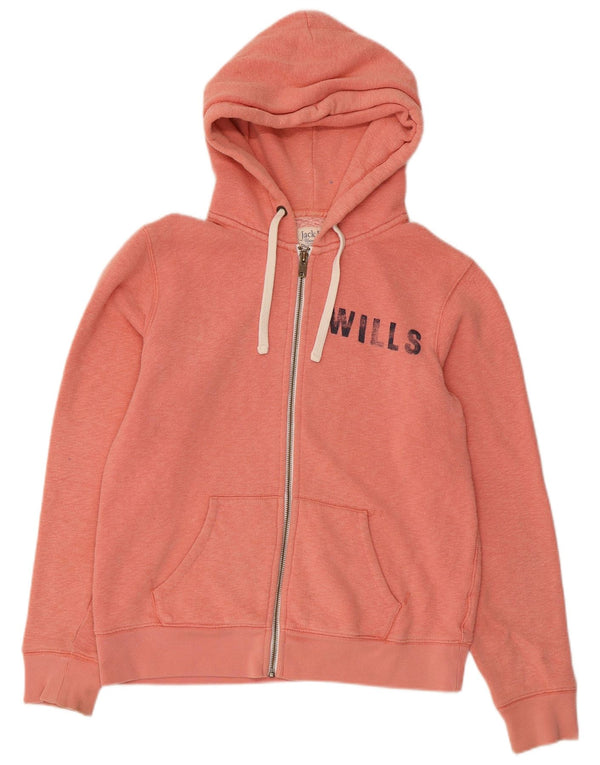 Maglione con cappuccio e zip grafica da donna Jack Wills UK 14 Cotone rosa medio