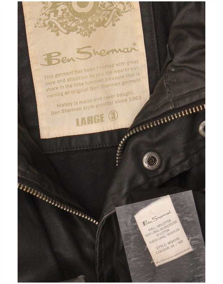 BEN SHERMAN Mens Utility Jacket UK 40 Large Black Cotton