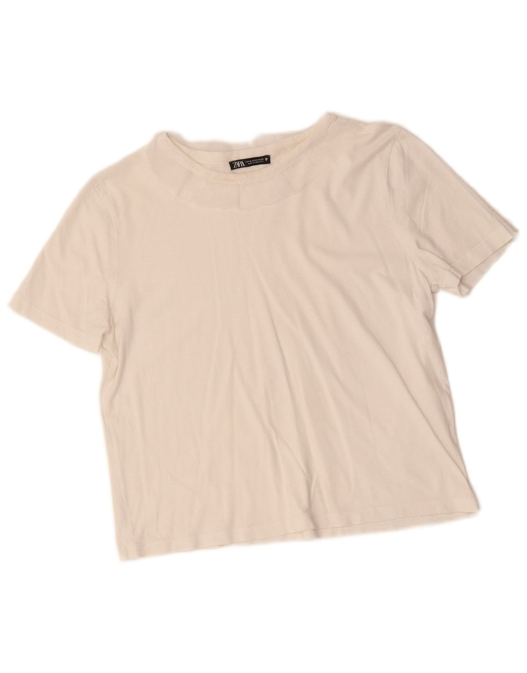 T-shirt corta da donna Zara UK 12 bianca media