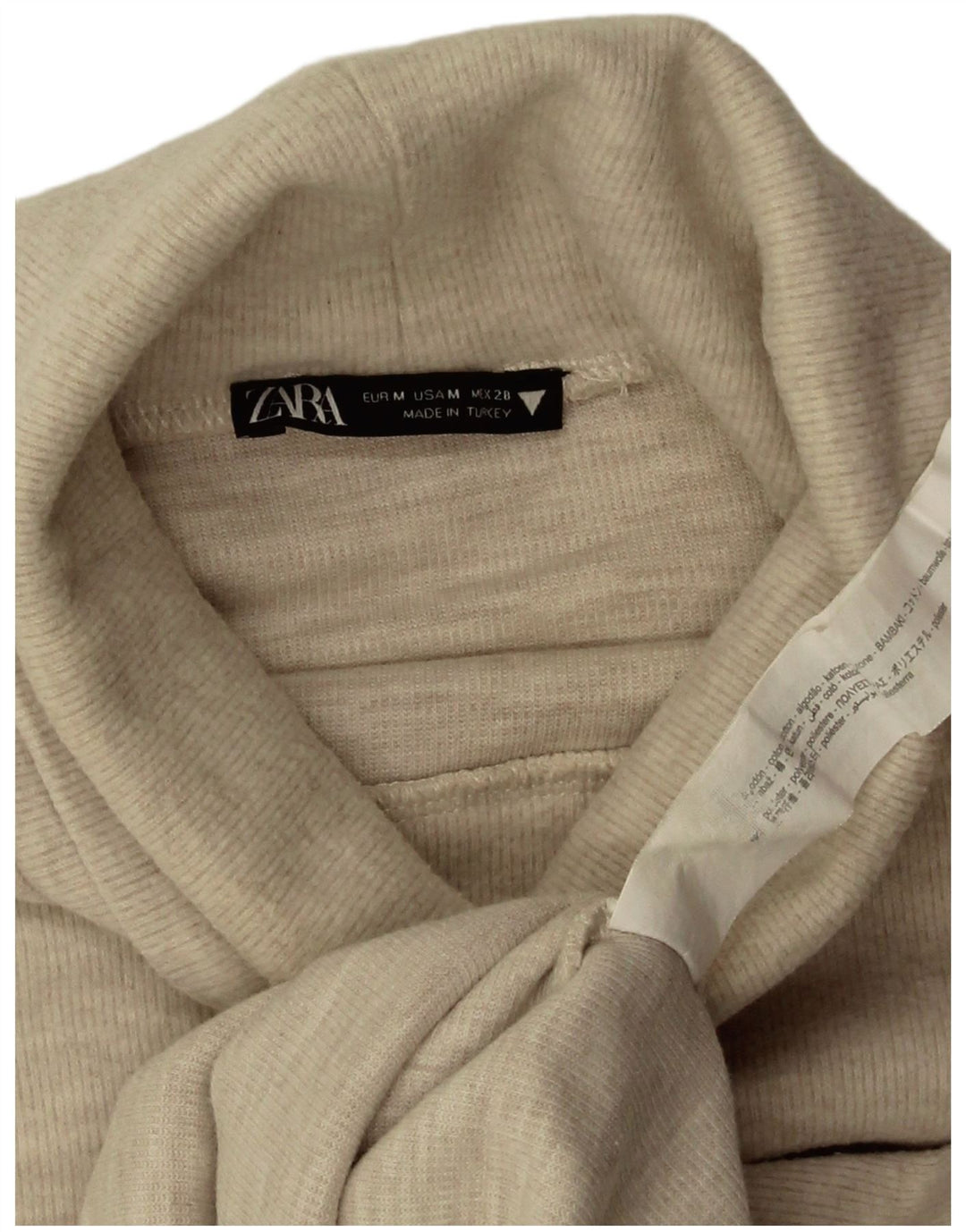 Canotta Zara da donna con collo alto, UK 12, cotone beige medio