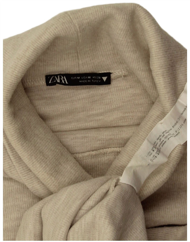 Canotta Zara da donna con collo alto, UK 12, cotone beige medio