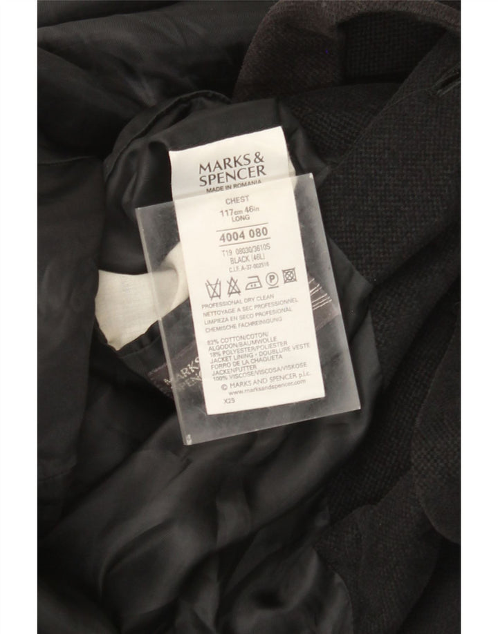 Giacca blazer a 3 bottoni Marks & Spencer da uomo UK 46 XL cotone nero