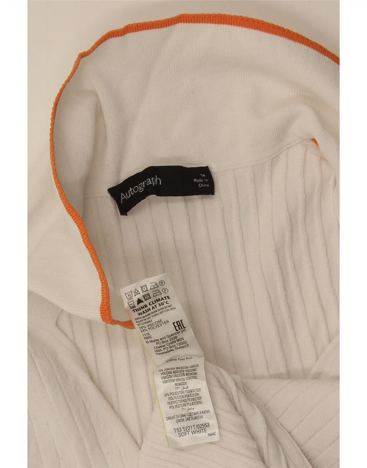 Polo da donna Marks & Spencer Autograph UK 14 viscosa bianca media