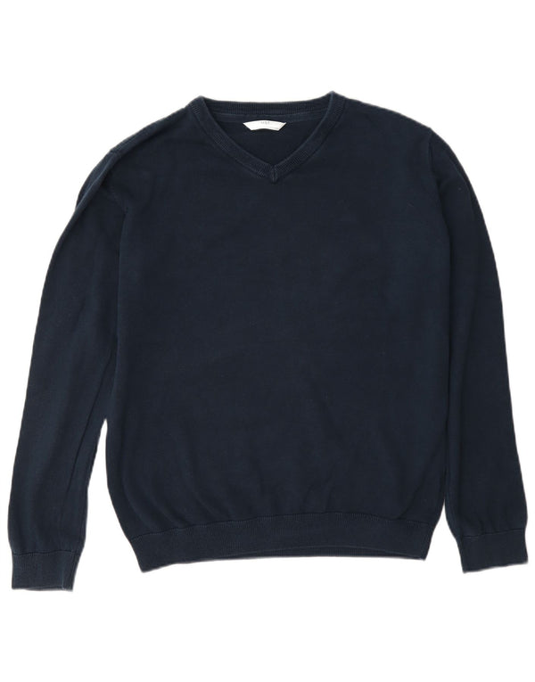Maglione Marks & Spencer da ragazzo con scollo a V 14-15 anni in cotone blu navy