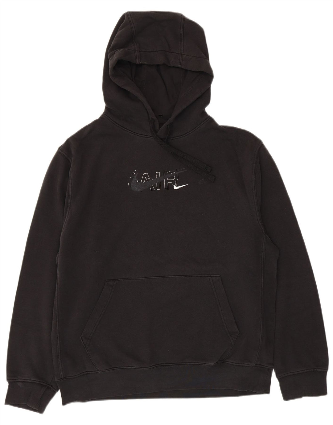 NIKE Mens Graphic Hoodie Jumper Medium Black Cotton