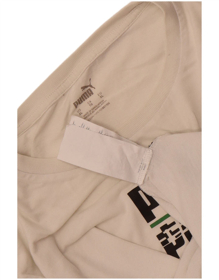 T-shirt grafica da uomo Puma Top XL in cotone bianco