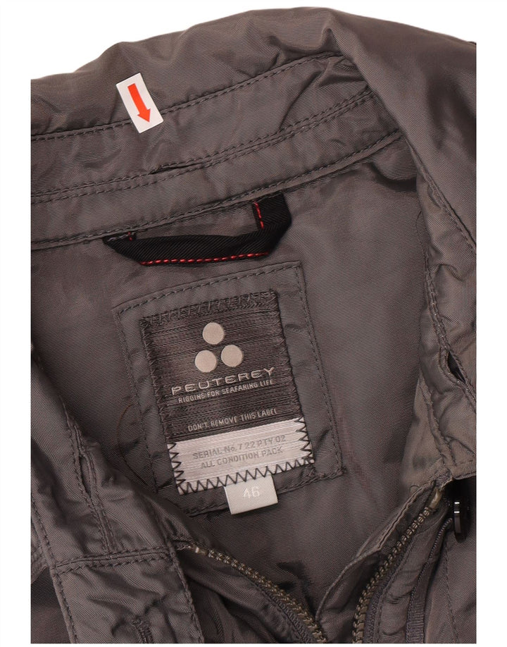 PEUTEREY Giacca imbottita con cintura da donna IT 46 Large grigia in poliammide classica