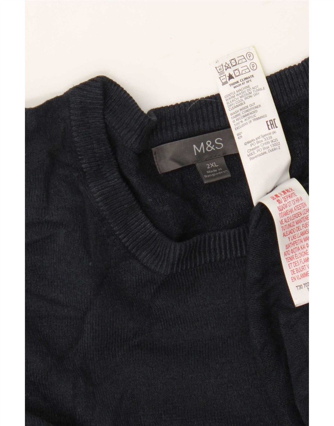 Maglione maglione girocollo da uomo Marks & Spencer 2XL acrilico blu navy