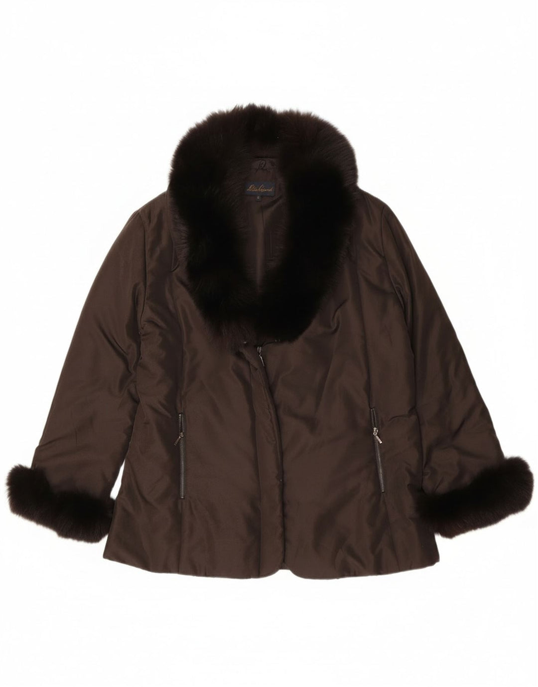 Luisa Spagnoli Giacca imbottita oversize da donna UK 10 Small Marrone Poliestere