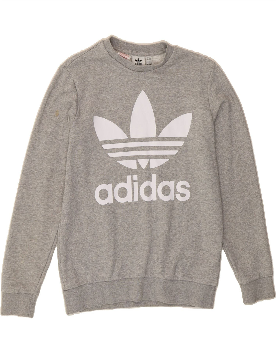 ADIDAS Boys Graphic Sweatshirt Jumper 13-14 Years Grey Cotton Vintage Adidas and Second-Hand Adidas from Messina Hembry 