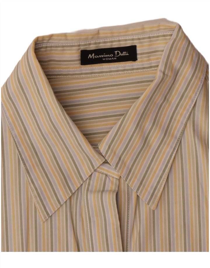 Camicia da donna Massimo Dutti UK 14 Seta a righe beige medio