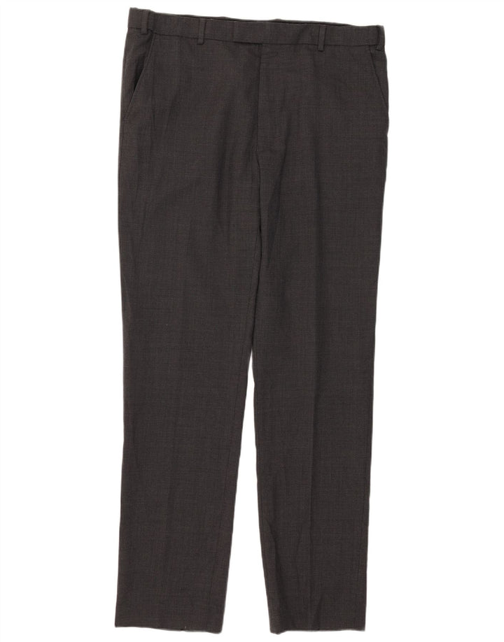 Pantaloni da abito slim sartoriali da uomo Marks & Spencer W36 L33 lana a quadri grigi