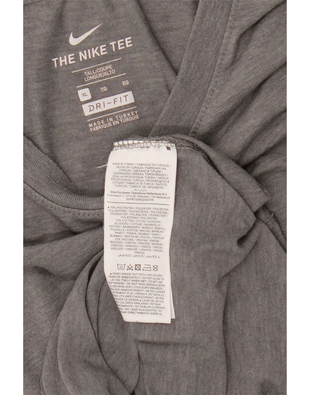 T-shirt alta da uomo Nike Top XL in poliestere grigio