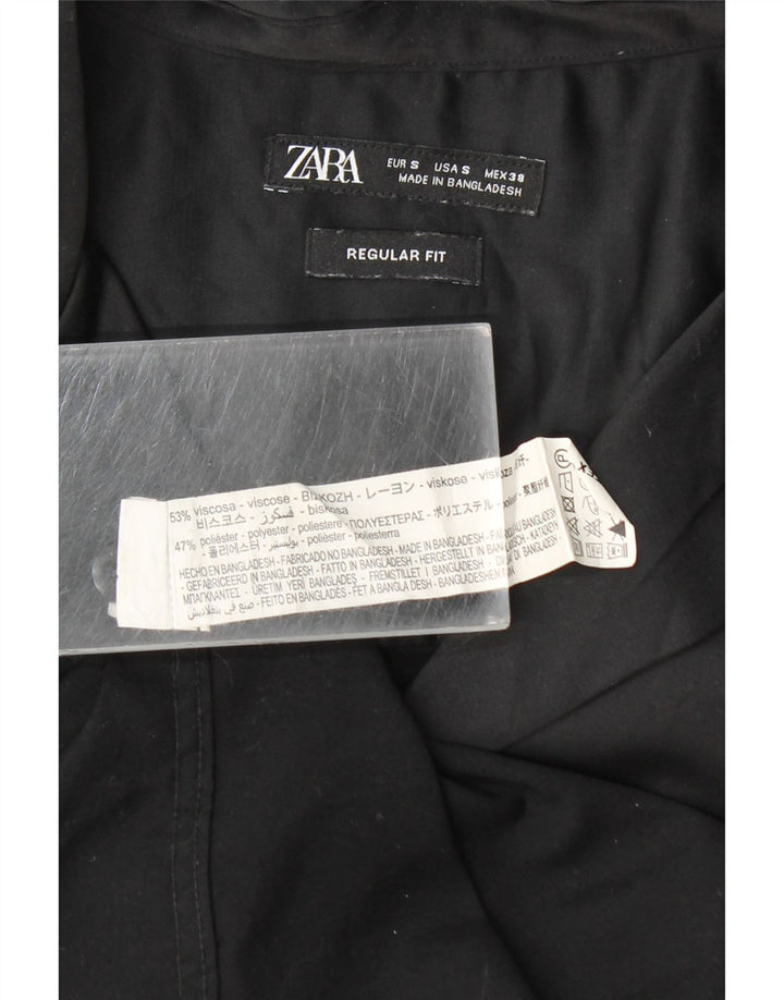 Camicia Zara da uomo a maniche corte piccola in viscosa nera