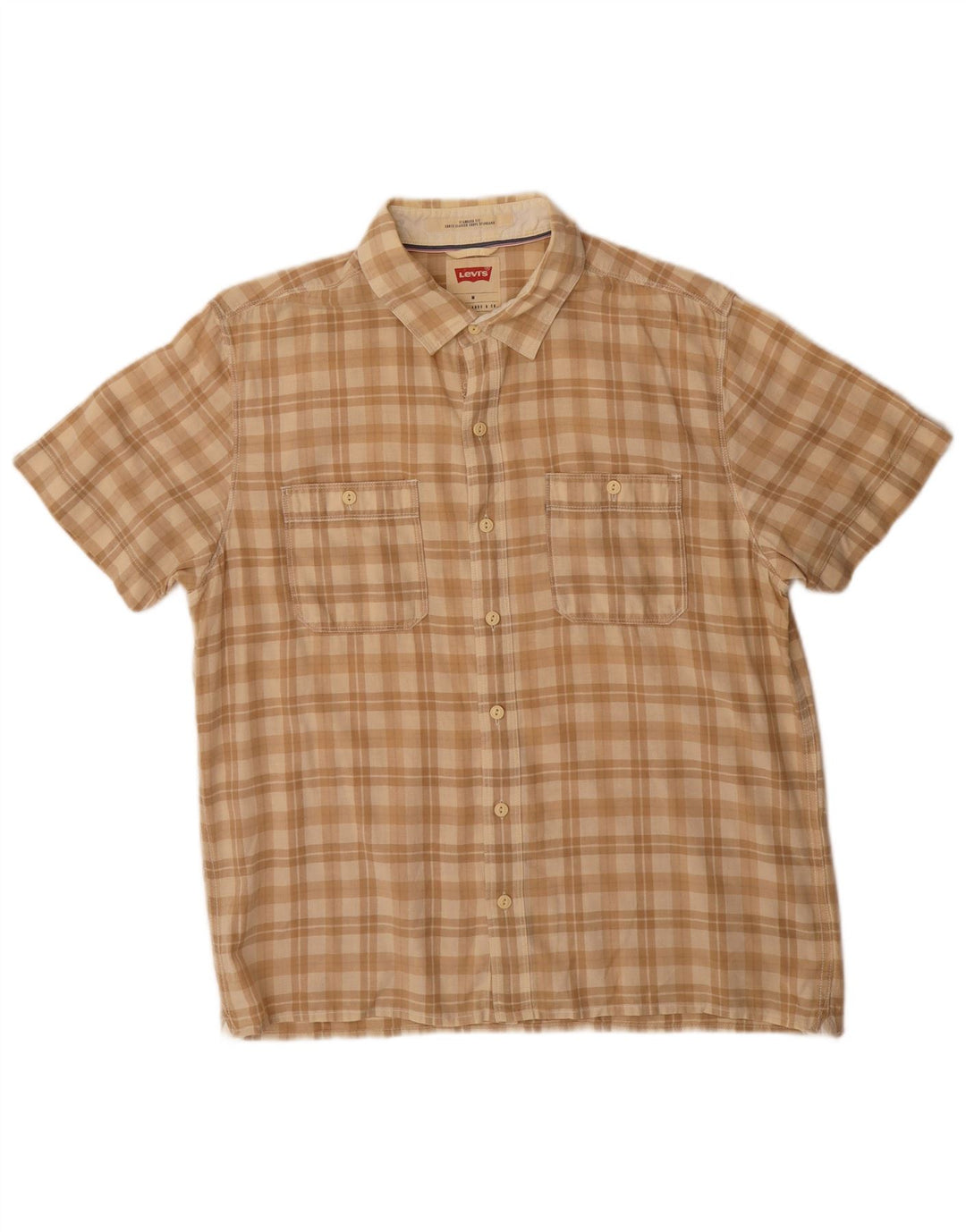 Camicia Levi's da uomo a maniche corte con vestibilità standard, motivo a quadri beige medio