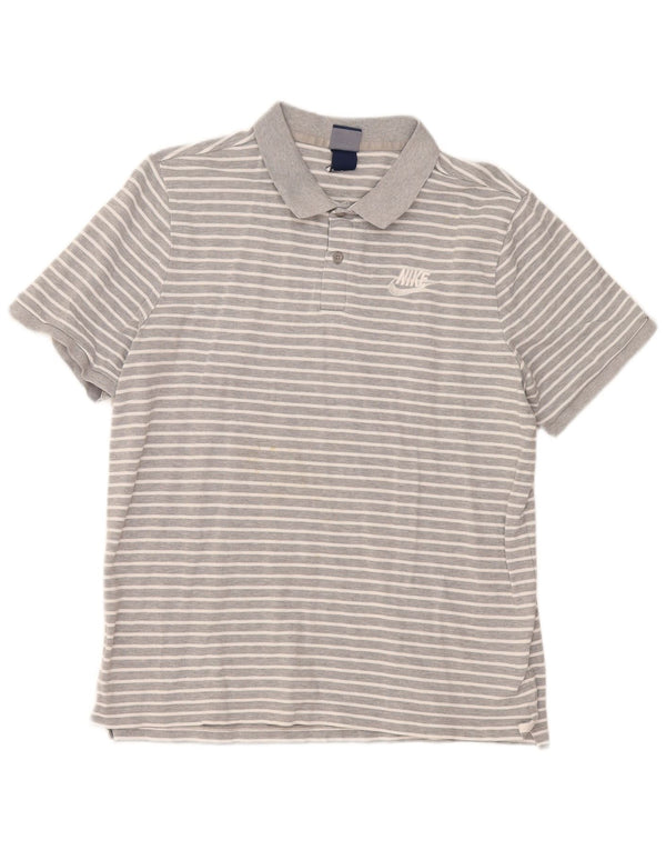 Polo Nike da uomo XL in cotone a righe grigie