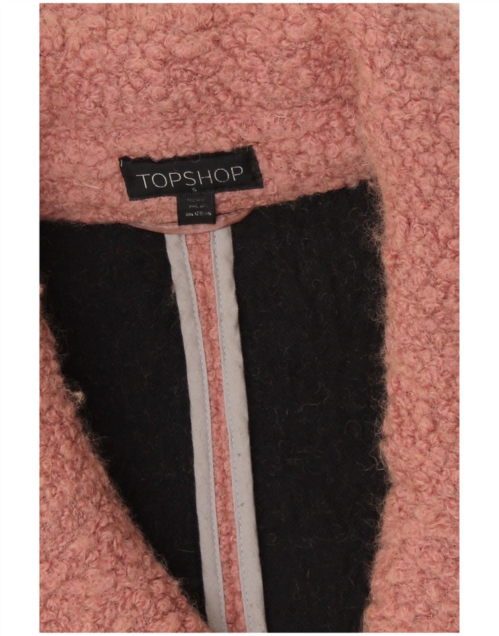 Cappotto doppiopetto oversize da donna Topshop UK 10 piccolo lana rosa