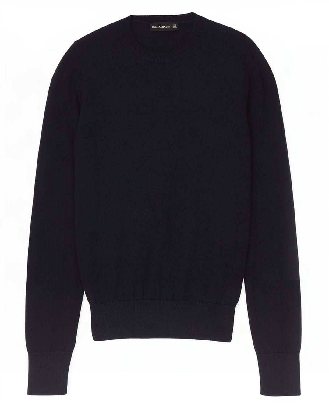 Maglione corto girocollo da donna Zara UK 10 piccolo poliestere blu navy