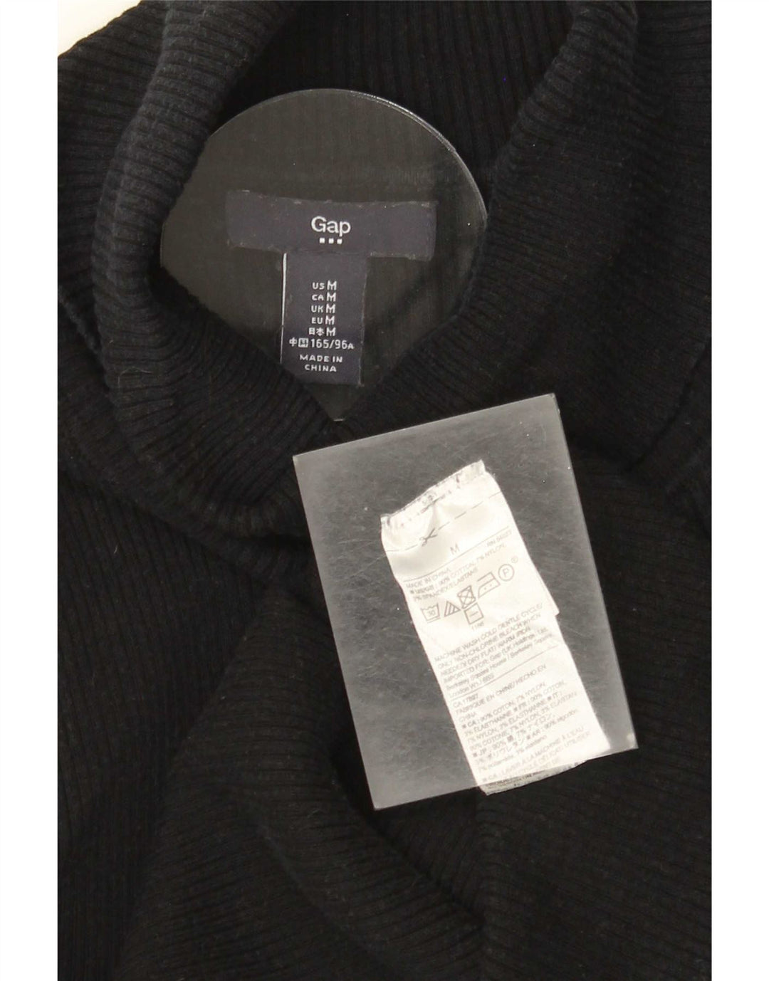 Maglione maglione a collo alto da donna Gap UK 12 cotone nero medio