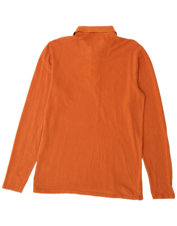Polo alta da uomo a maniche lunghe Fat Face, grande, in cotone arancione