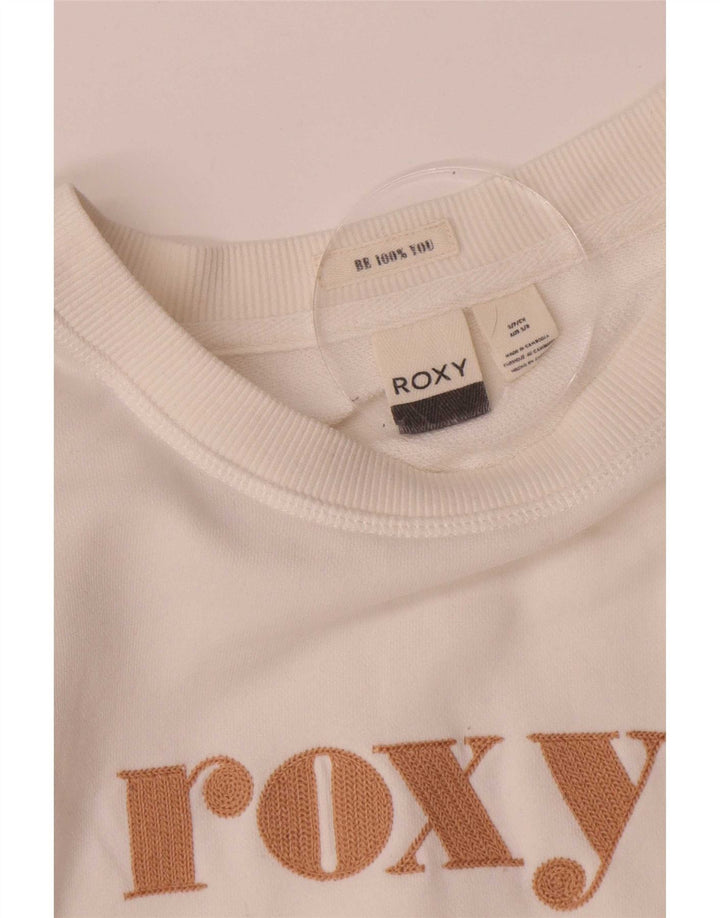 Felpa da donna con grafica corta oversize Roxy, taglia UK 10, piccola, bianca