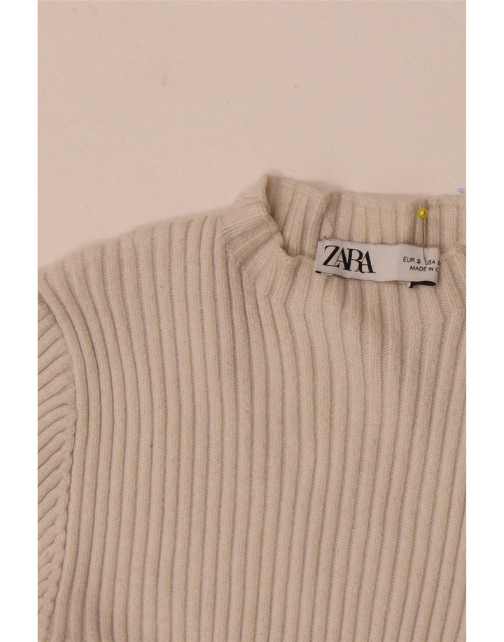 Abito maglione a maniche lunghe da donna Zara UK 8 Small bianco