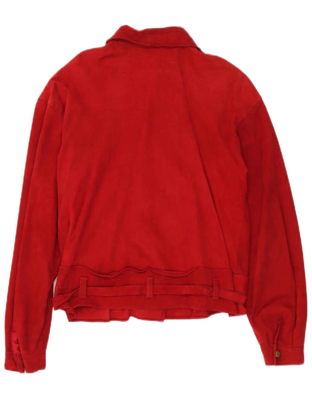 Set gonna 2 pezzi in pelle scamosciata da donna VINTAGE UK 14 medio W30 pelle rossa