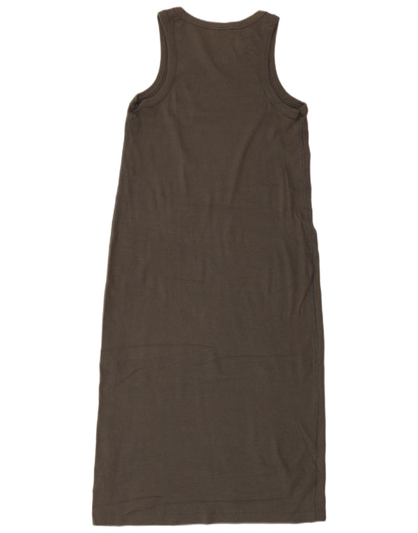 Abito t-shirt senza maniche da donna Marks & Spencer UK 14 cotone kaki medio