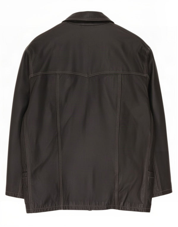 Giacca in pelle vintage da uomo UK 48 4XL Nera