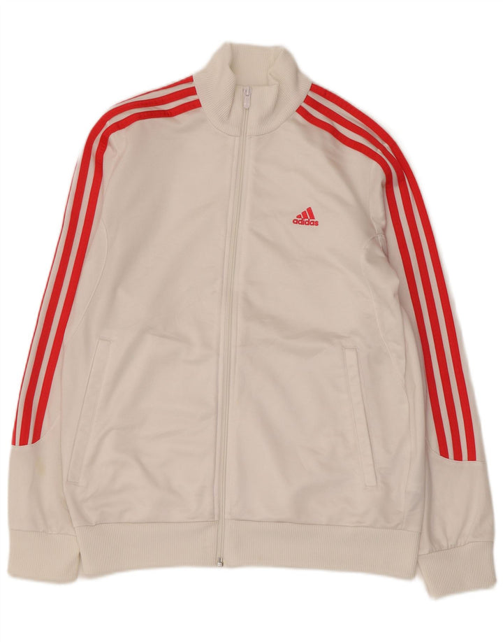 Giacca top della tuta da ragazzo ADIDAS 13-14 anni in poliestere bianco