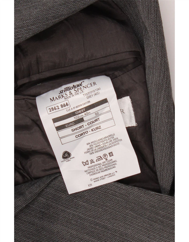 Giacca blazer a 2 bottoni da uomo Marks & Spencer UK 40 grande lana grigia