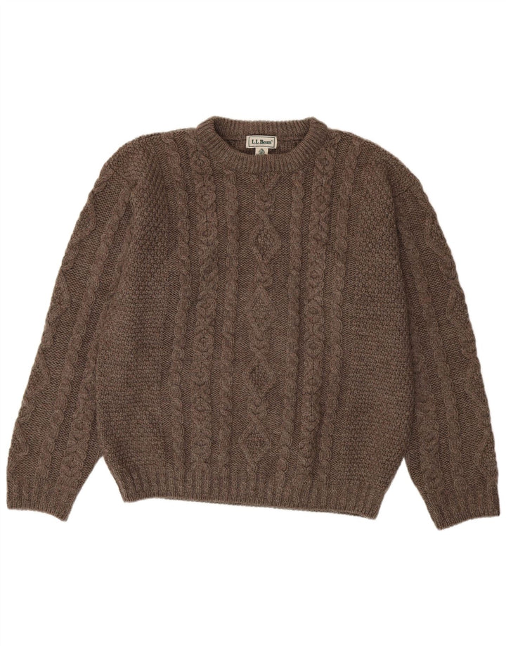 Maglione maglione girocollo da uomo L.L.Bean grande lana grigia
